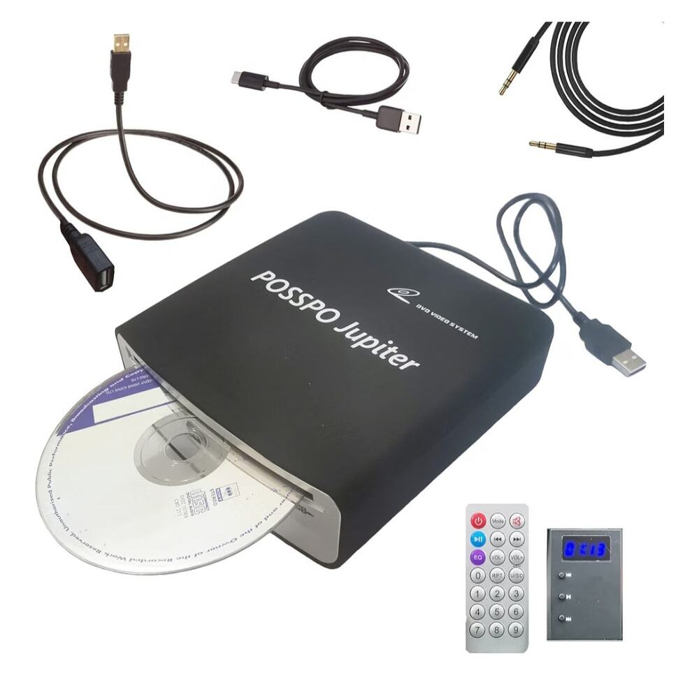 POSSPO Jupiter CD DVD Player for Car USB AUX Portable External Remote